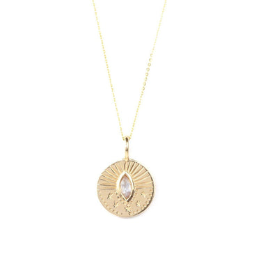 Sun And Moon Necklace 9ct Gold  with marquise moonstone  
