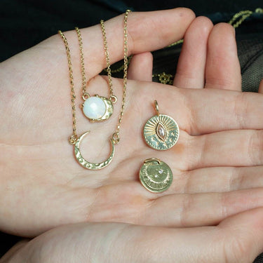 Gold Moon Pendants with stars and moons 