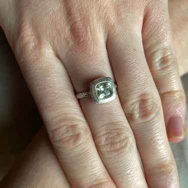 green amethyst silver ring