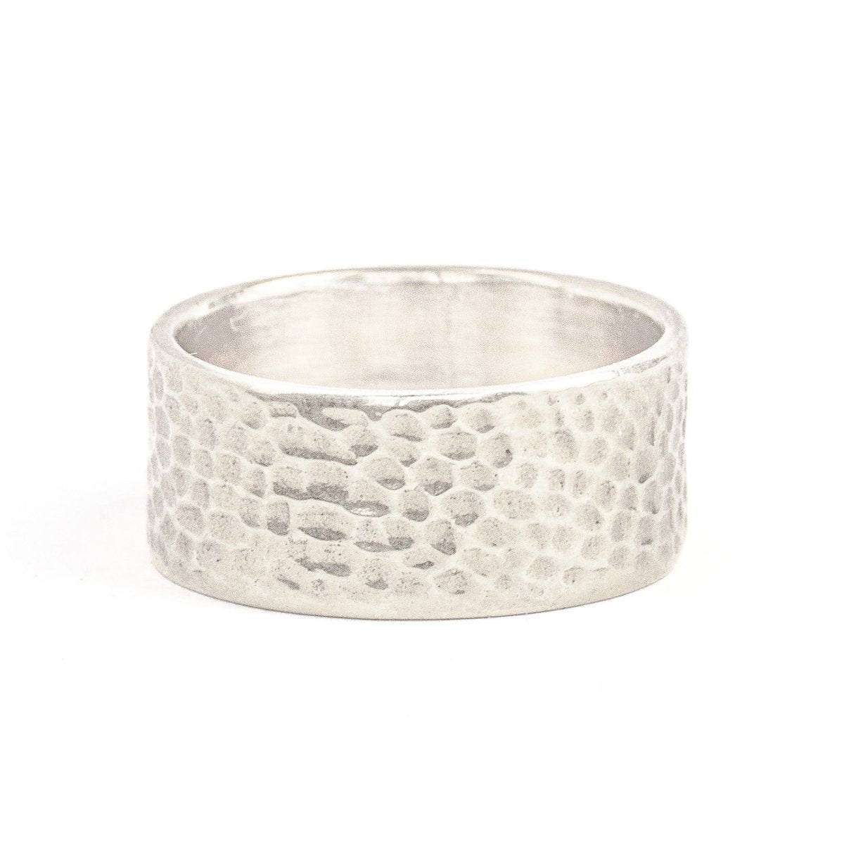 Hammered Wide Sterling Silver Band