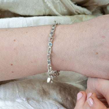 silver and aquamarine bracelet 