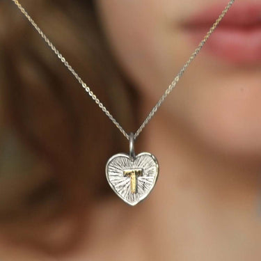 letter heart necklace silver