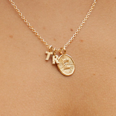 Gold Round Letter Necklace 