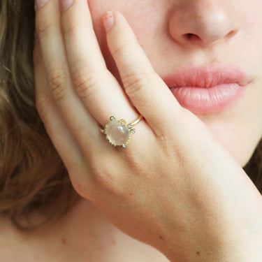 Oval Moonstone Ring With Diamonds
