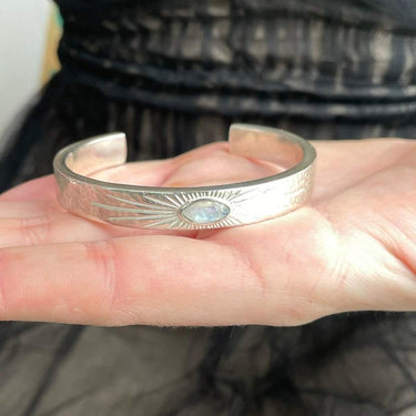 silver cuff with moonstone 