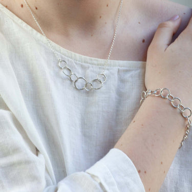interlocking chain link silver necklace