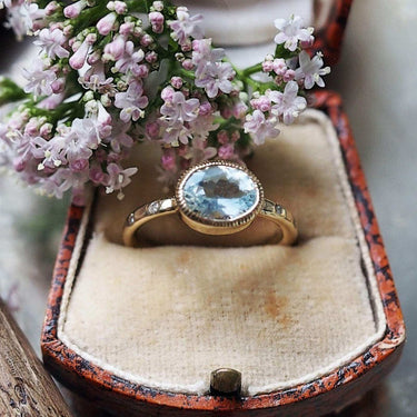 Aquamarine And Diamond Engagement Ring