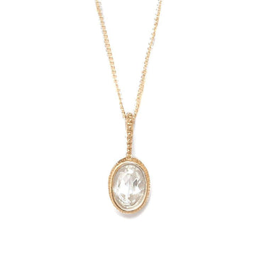 Oval Topaz Pendant Necklace 9ct Yellow Gold