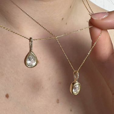 Pear Shaped Diamond Charm Necklace
