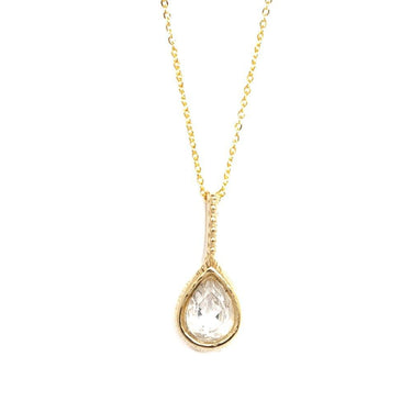 Pear Shaped White Topaz Necklace 9ct Yellow Gold 