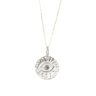Sterling Silver Round Evil Eye Necklace