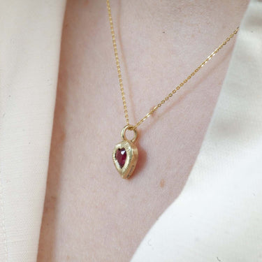 Love Heart Ruby Pendant Necklace
