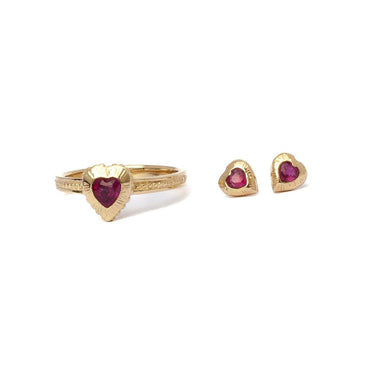 Ruby Heart Ring Yellow Gold 