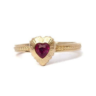 Ruby Heart Ring Yellow Gold 