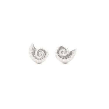 sterling silver ammonite stud earrings