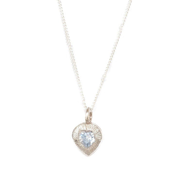 Aquamarine Blue Heart Necklace Sterling Silver By Amulette Jewellery