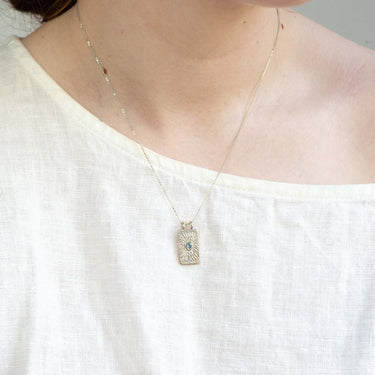 Rectangle silver Necklace with aquamarine 