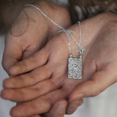 silver heart rectangle pendant necklace