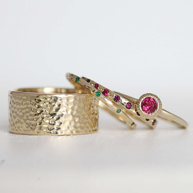Gold Ruby Solitaire Ring With Bezel Setting
