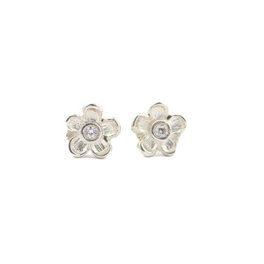 Silver Small Flower Stud Earrings