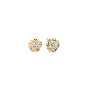 Solid Gold And Diamond Daisy Stud Earrings 9ct gold