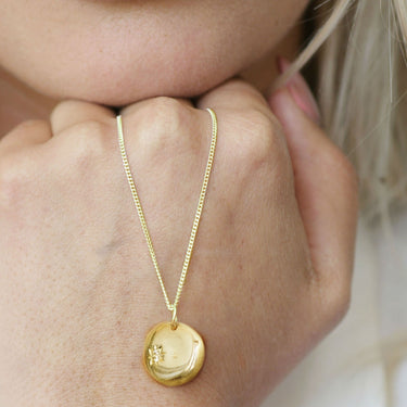 Gold Diamond Set Coin Necklace