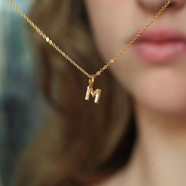 Solid Gold Letter Personalised Necklace 9ct Gold