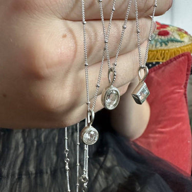 Single Diamond Necklace Silver For Women