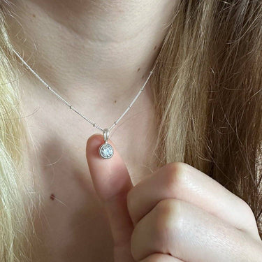 Women solitaire diamond necklace silver Amulette Jewellery
