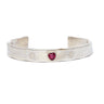 Solid Silver Cuff Ruby Heart Bracelet