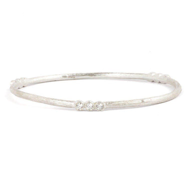 Stone Set Solid Silver Bangle For Women