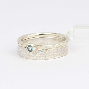 3mm White Gold Wedding Ring With Hammered Finish