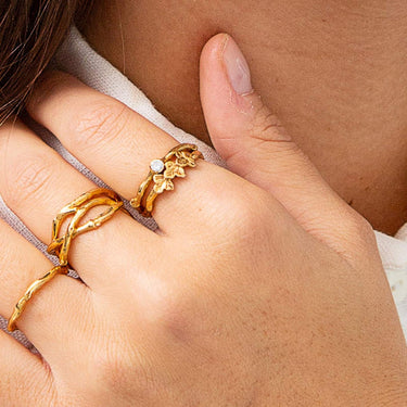 nature themed gold rings
