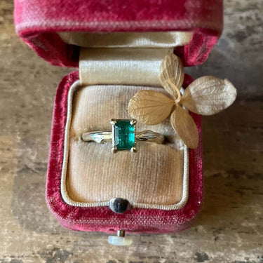 Emerald Cut Twig Engagement Ring