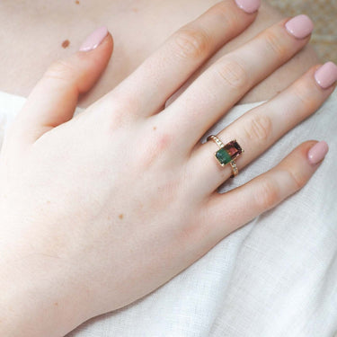 Bio Watermelon Tourmaline Engagement Rings, London Amulette Jewellery