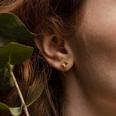 small gold leaf stud earrings 