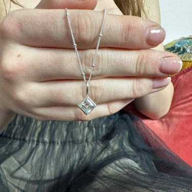 Women princess diamond necklace silver