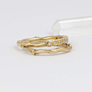 Twig stacking ring yellow and white gold 